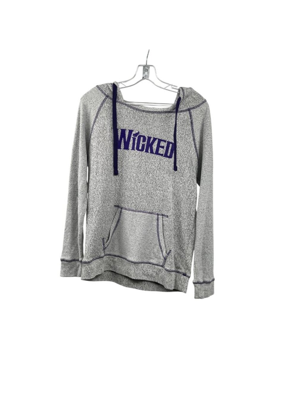 Wear Wicked Womens Wicked Hoodie Pullover Gray/Purple Size Medium Lightweight